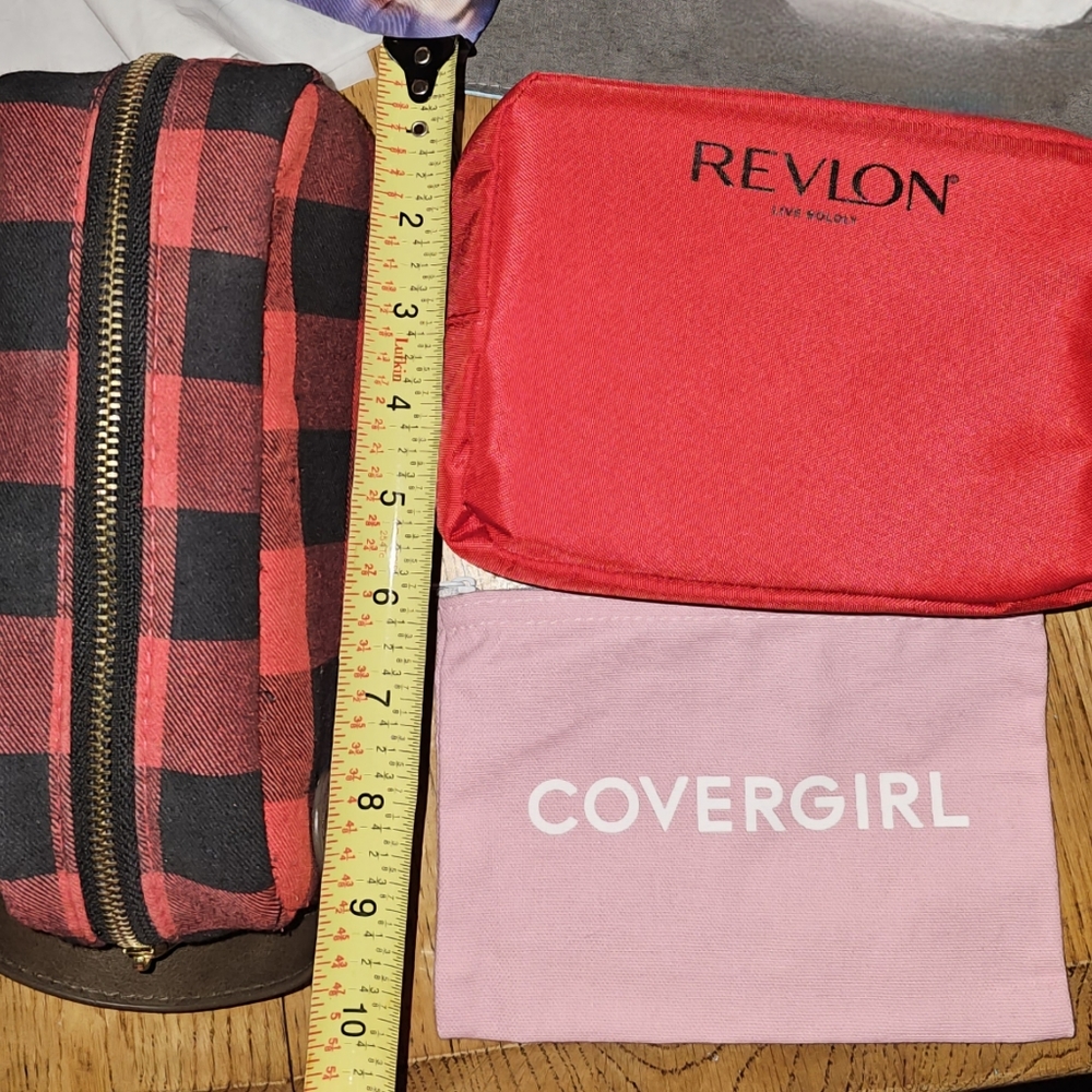 Revlon, CoverGirl, and Red Plaid. 3 makeup Bundle.